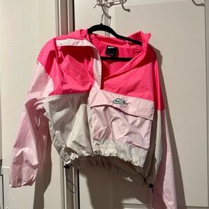 Nike Pink and White Pullover Jacket